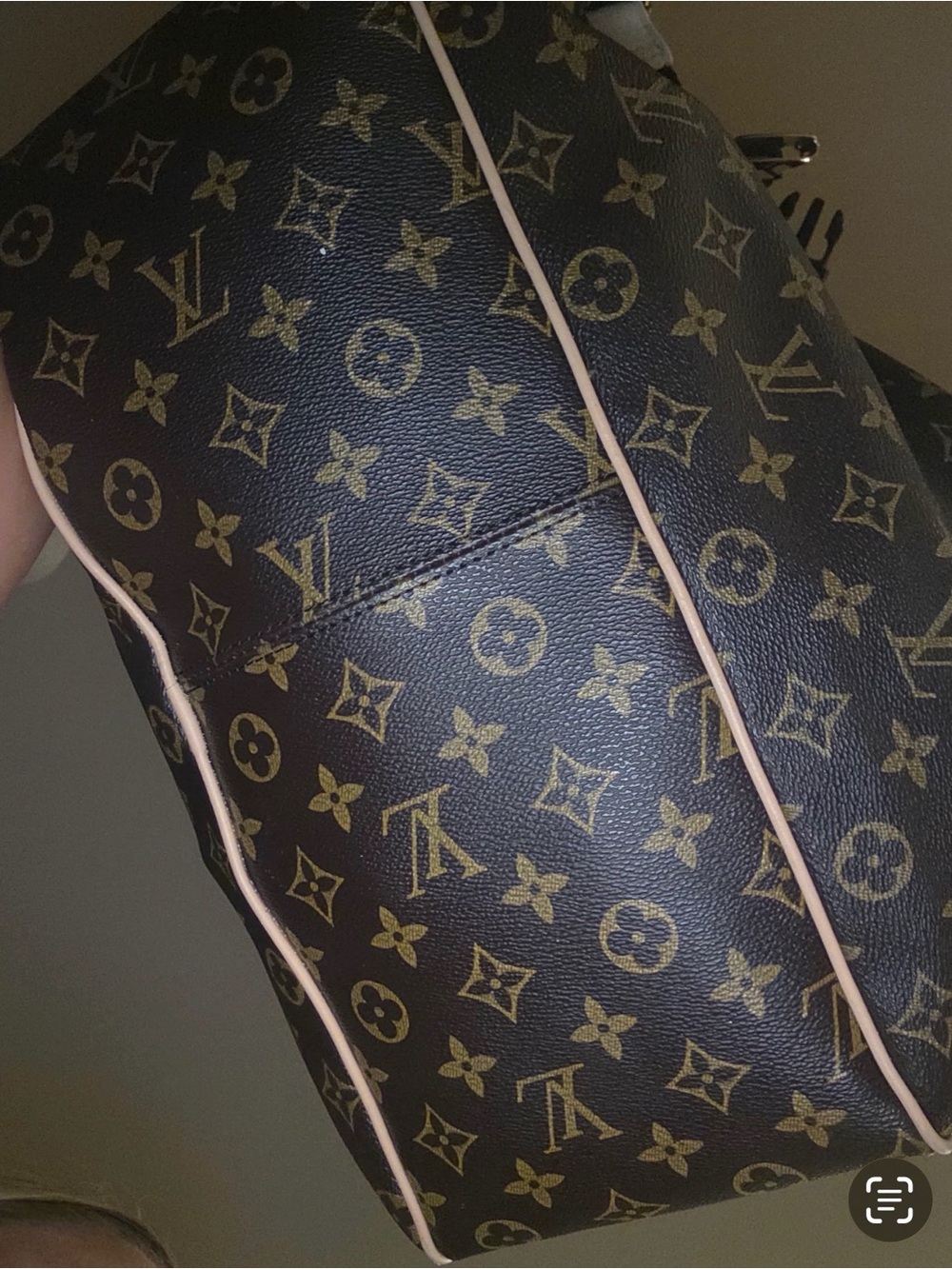 Louis Vuitton Monogram Canvas Brown Shoulder Bucket Bag with Tan Trim - Picture 5 of 5